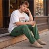 Men's Loose Fit Corduroy Wide Leg Pants with and Pockets, Color Casual Trousers