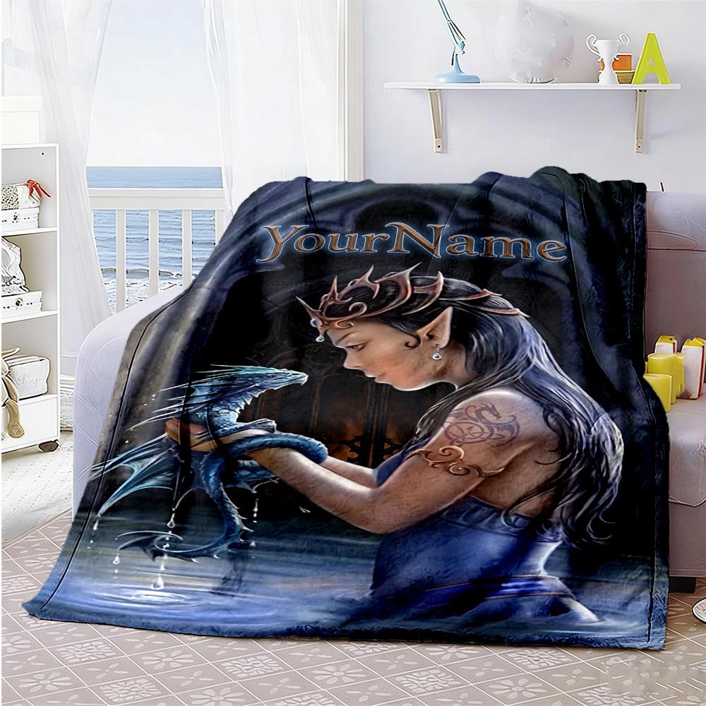 Gothic Illustrations Personalized Text Blanket Multi-purpose Customizable Blanket Durable Comfort Great for Office Picnics Living Room Bedding