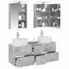 5 Piece Bathroom Furniture Set Concrete Grey Engineered Wood and Glass
