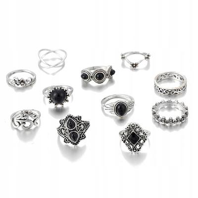 Ring Set Silver Jewelry Gift Retro Punk Boho 02 11 Pcs