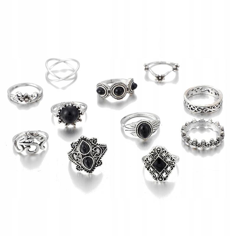 Ring Set Silver Jewelry Gift Retro Punk Boho 02 11 Pcs