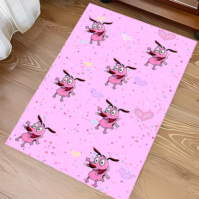 1pc Courage the Cowardly Dog Print Area Rug - Soft, Washable Non-Slip Indoor Mat for Office Chairs, Living Room, Home Office Decorative Rug