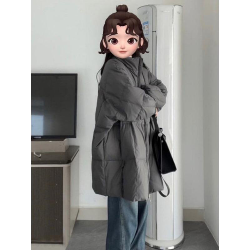 New down padded clothes women's winter medium and long padded jackets loose over the knee thickened padded jackets trendy
