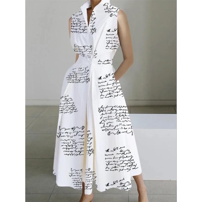 Dress summer new commuter fashion solid color V-neck women's button pendulum dress
