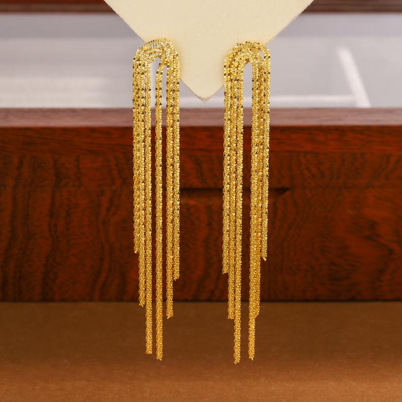 fashion jewelry 925 silver earring for women sterling silver 18K gold plated gleaming tassel chain stud earring piercing jewelry
