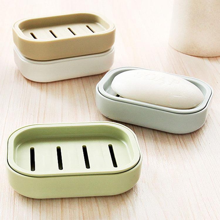 Double-Layer Square Japanese Soap Dish with Lid for Bathroom