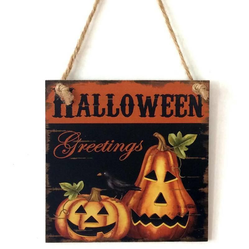 Wooden 10*20cm Halloween Hanging Board Decor Festival  Indoor and Outdoor Perfect Decoration Event Party Supplies