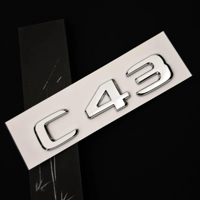 

3D ABS Chrome Car Trunk C43 C63 Emblem Sticker V8 BITURBO 4MATIC Badge Decals Accessories For Mercedes Benz AMG W205 W206 C205
