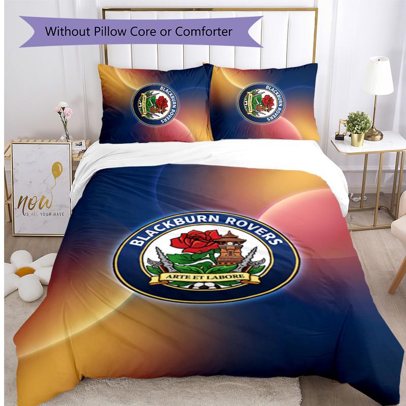 Blackburn Rovers Football Printed 3 Pieces Bedding Set, Comfortable Skin Friendly Bedroom Duvet Cover Set
