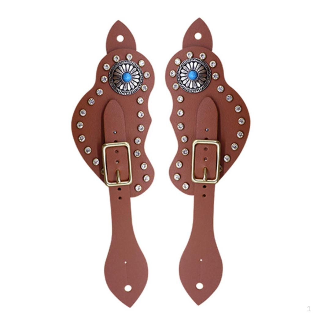Riding Boot Strap Straps Decorative Metal Rivets LeatherLike Prong Navy Middle Ornament