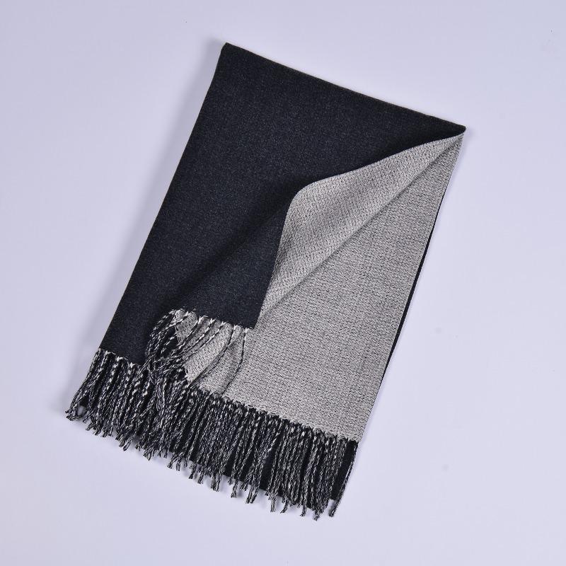 Autumn and Winter New Imitation Cashmere Double-sided Monochrome Warm Scarf Scarf Men's and Women's Fashion Warm Fringe