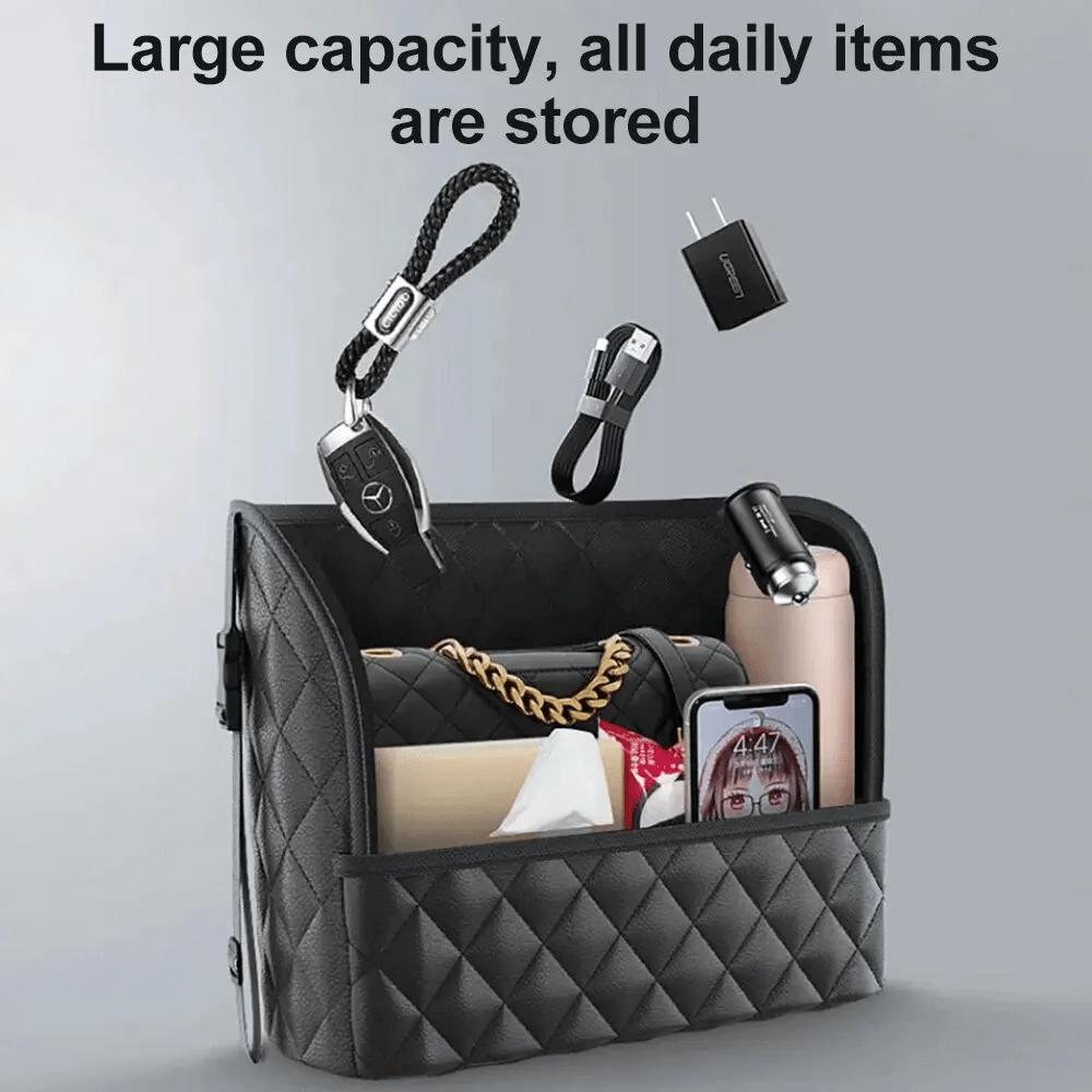 1 PC Car Middle Seat Storage Bag, Large Capacity PU Leather Storage Bag