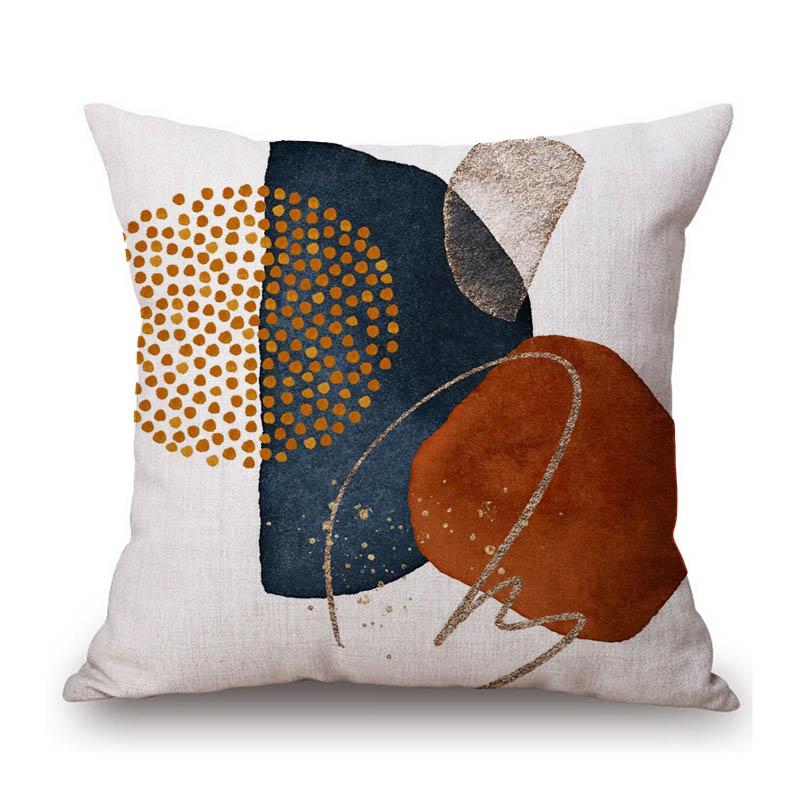 Nordic Abstract Geometric Modern Art Terra Cotta Modern Art Cotton Linen Sofa Throw Pillow Case Home Decorative Cushion Cover