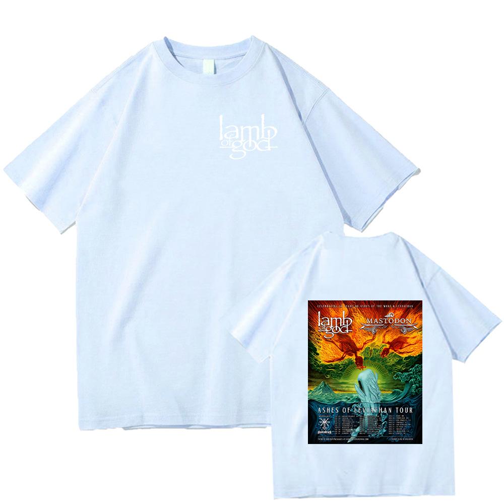 Trička Lamb of God a Mastodonmusic Tour Ashes of Leviathan Grafické potisky Topy Vysoce kvalitní bavlněná trička Unisex Volná trička