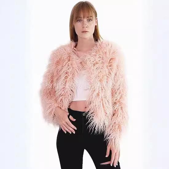 Autunno e inverno spiaggia pelo di pecora imitazione pelliccia cappotto capelli ricci donna top corto giacca lana artificiale giacca