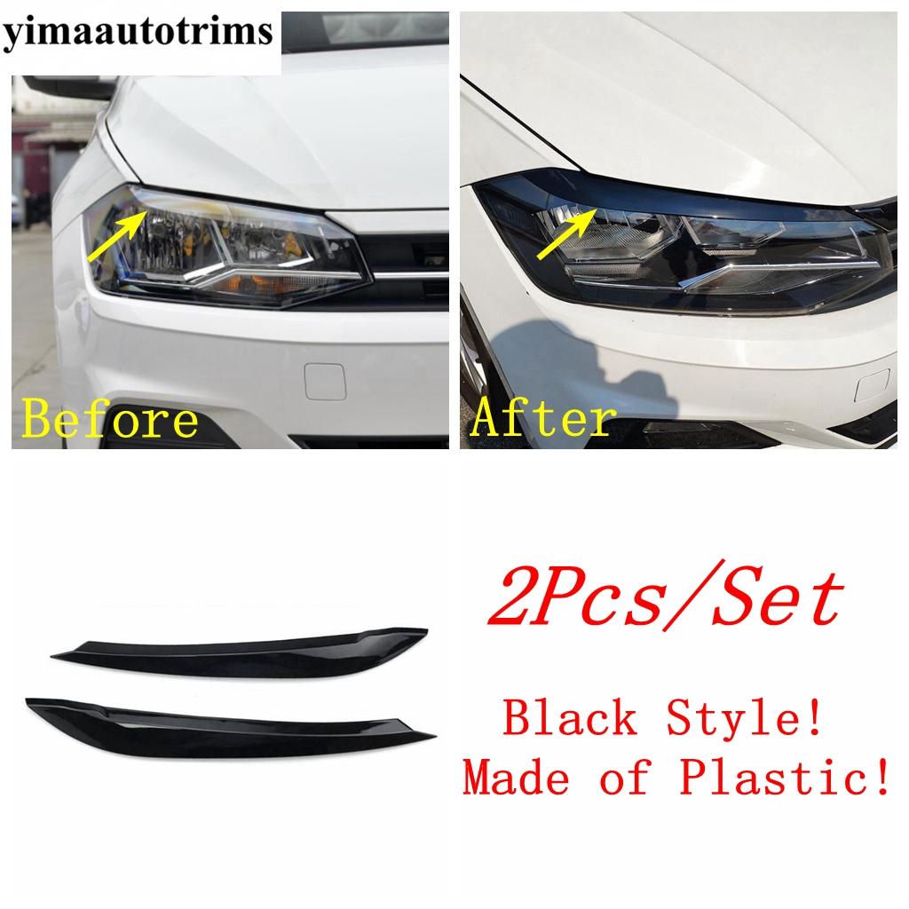 Front Rear Tail Lamp Light Eyebrow Eyelid Strip Cover Trim For VW Volkswagen Polo  -  Black / Carbon Fiber Accessories