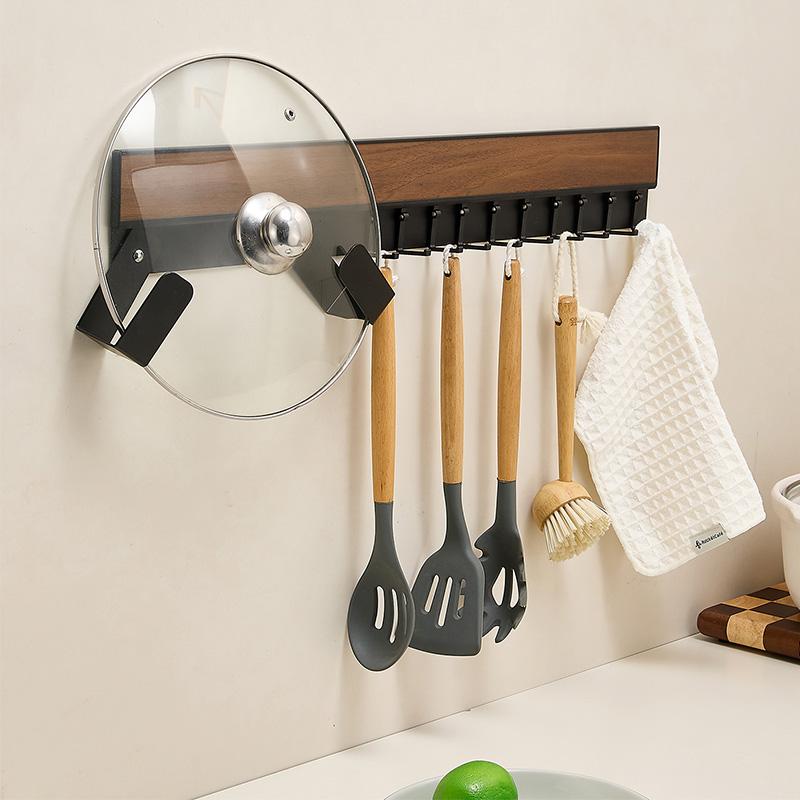 Walnut kitchen hook rack, kitchenware spatula storage rack, lid rack, spatula storage rack, knife holder, hanging rod