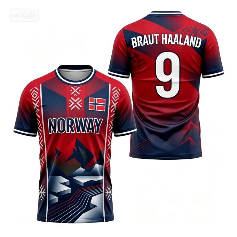 2026 Norway Flag 3D Printed T-shirt No. 9 Sportswear Fan T-shirt Men's Short Sleeved T-shirt Women's T-shirt Streetwear Harajuku