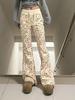 Women's Autumn/Winter Printed Wide-Leg Micro-Flare Casual Pants - Sporty, Versatile, Slimming Style