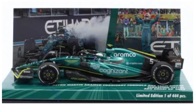 Minichamps 447222205 Aston Martin Aramco Cognizant AMR22 Ultima Gara GP di Abu Dhabi F1 2022 Sebastian Vettel Ordine Personalizzato 1/43 #5
