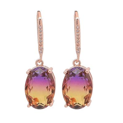 Earrings for Women with Purple Crystal Studded Gold-toned Glamour Spark Drop Earrings For Women & Girls
