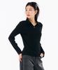 CHASECULT Women'S Ribbed Open Collar Long Sleeve T-Shirt-Farg5162B03
