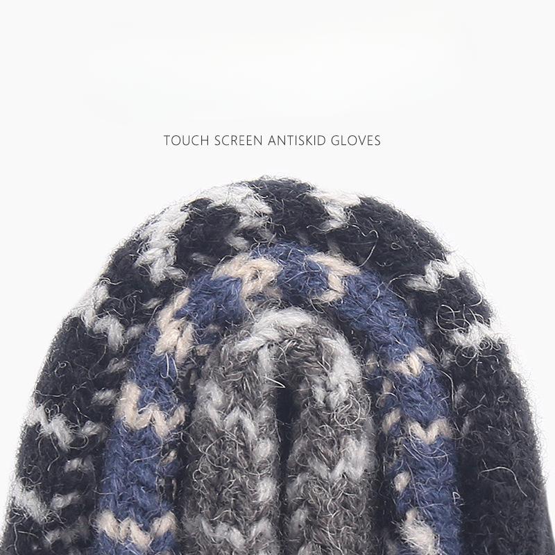New Wool Knitted Gloves for Men and Women In Autumn and Winter Outdoor Thickened Warm Touch Screen Gloves