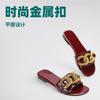 2025 New Luxury Women's Exquisite Slippers Summer Square Buckle Fashionable and Comfortable Anti Slip Beach Leisure Slippers