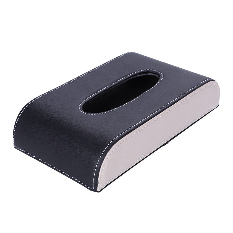 Car Tissue Box Multifunctional Creative Car Armrest Box Napkin Box PU Solid Color Hanging Car Tissue Holder Car Decoration