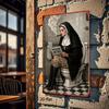 Retro Metal Poster: Funny Smoking Nun Bathroom Decor | 8x12in Easy Install Catholic Gift