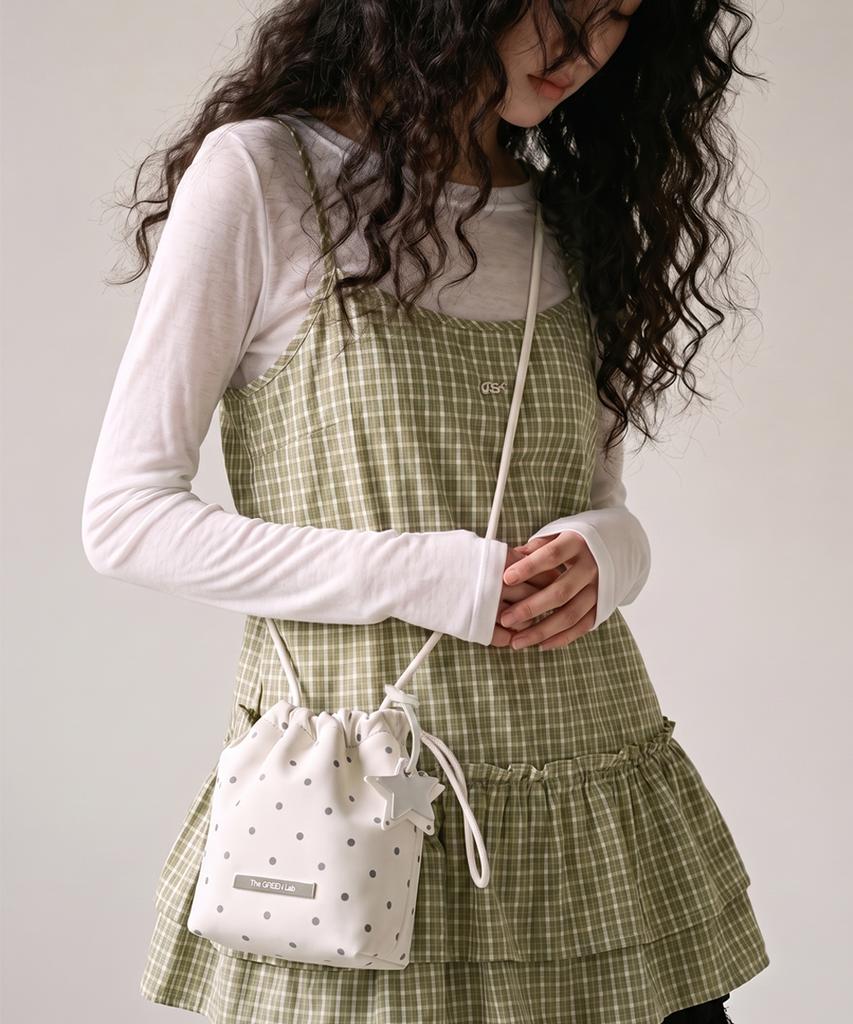 The Green Lab Polka Dot Star Charm Mini Crossbody Bag [Ivory]