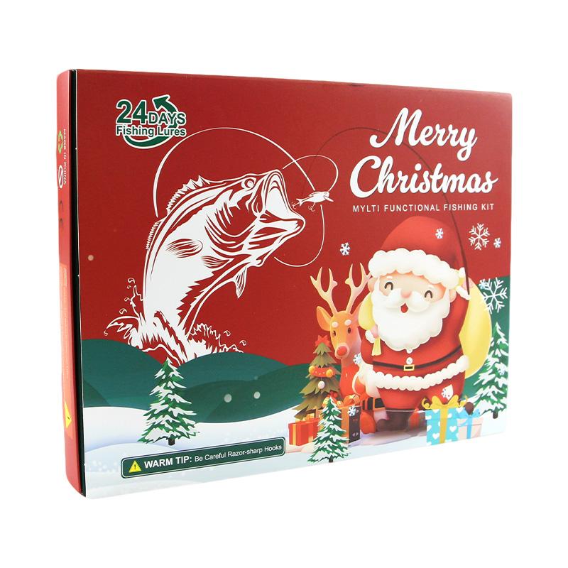 Selco Portable Fishing Lure Kit 24PCS Merry Christmas Gift Box for Anglers 328g