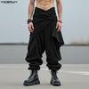 INCERUN Men Casual Wrap Elastic Waist Texture Corduroy Long Drop-crotch Pants Harem Trousers