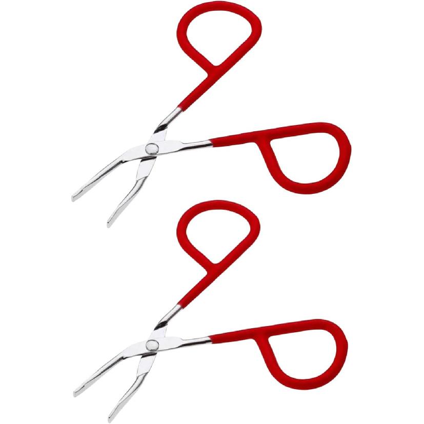 2Pcs Red Yebrow Tweezer Stainless Steel Scissors Shaped Tweezers Slant Tip Tweezers Clip Hair Tweezer Beauty Tool for Women Girl Shave and Hair