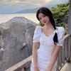 Direct supply of Ni fabric summer new Korean version of light and mature wind lace-up slim and thin sexy hip-wrapped dress for women