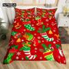 Christmas Duvet Cover Cartoon Snowman Deer Reindeer Bedding Set Twin Size Microfiber Cute Gingerbread Stocking Comforter Cover
