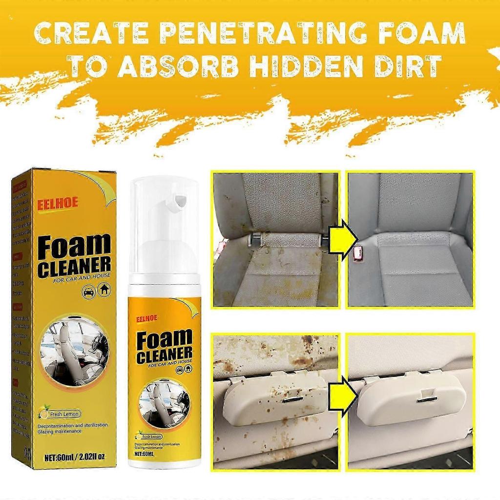 EELHOE Car Steering Wheel Foam Cleaner, Leather Seat Supplies, Stain Remover, Multi-functional Interior Cleaner