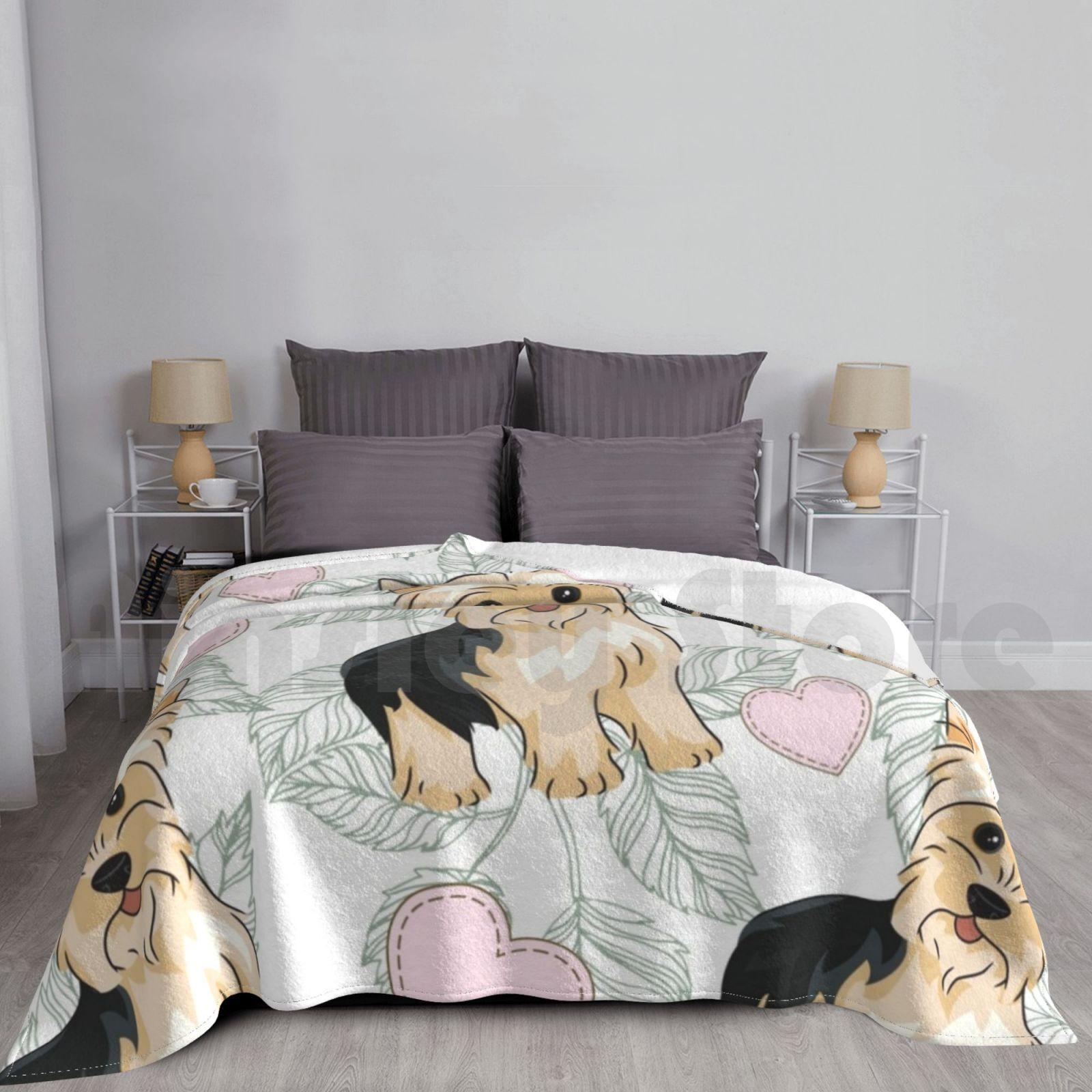 Yorkshire Terrier , Yorkie Love Blanket Fashion Custom 600 Yorkshire Terrier Yorkie Cute Adorable Pattern Size: 75*100cm, Weight: 230 GSM