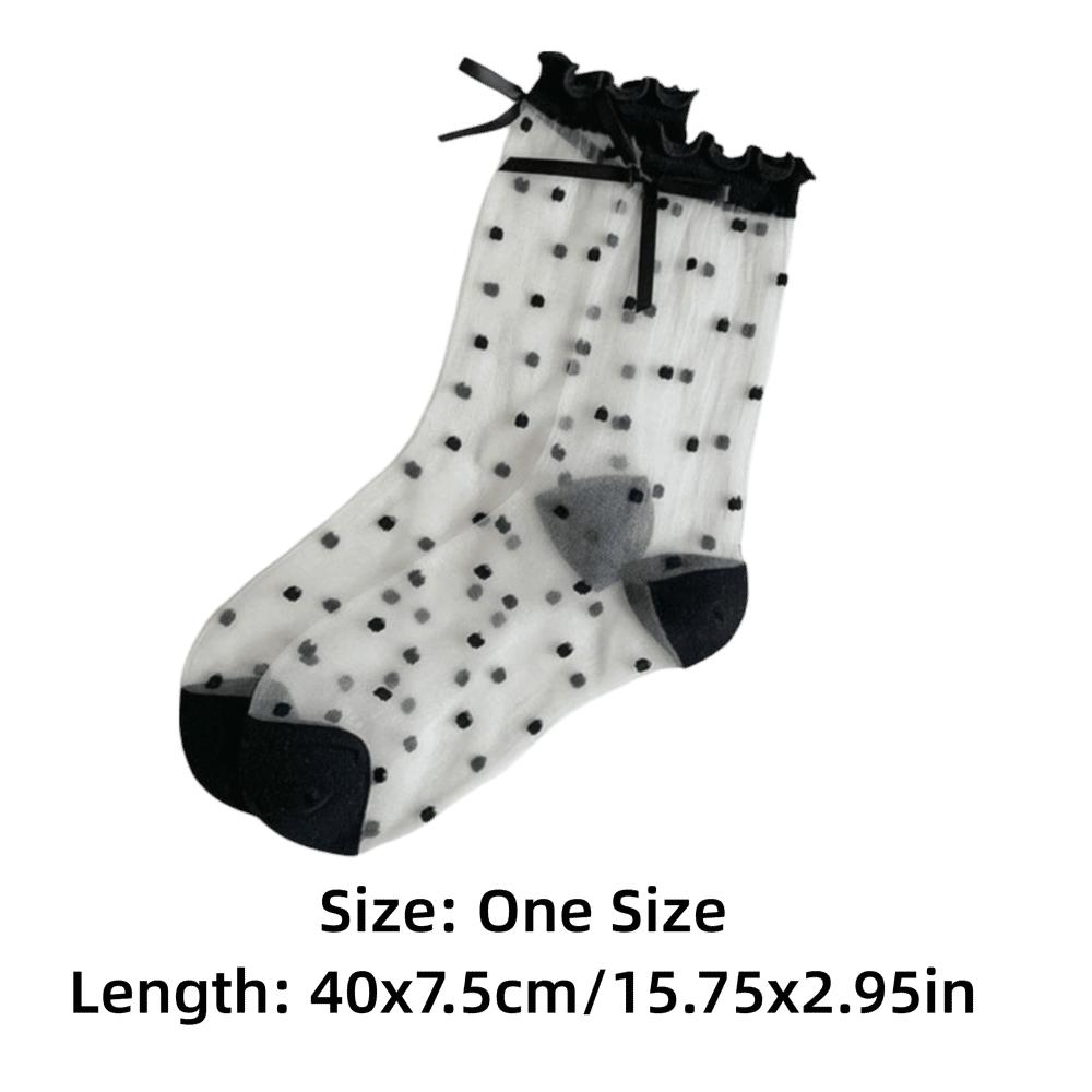 Soft Lolita Socks Crystal Silk Long Socks Comfortable Polka Dot Sock  Girls