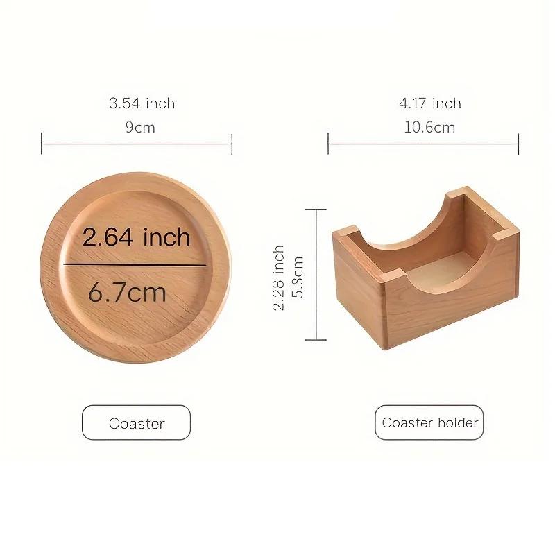 6pcs/1set Japanese Style Bamboo Coaster Set, Creative Minimalist Round Tea Cup Mat Heat Insulation Pad