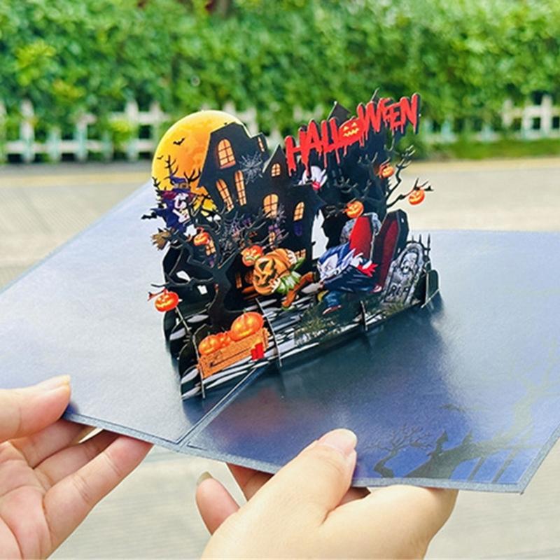 Vampires Theme 3D Standing Halloween Greeting Card Invitation Card For Eerie Celebration And Home Decoration