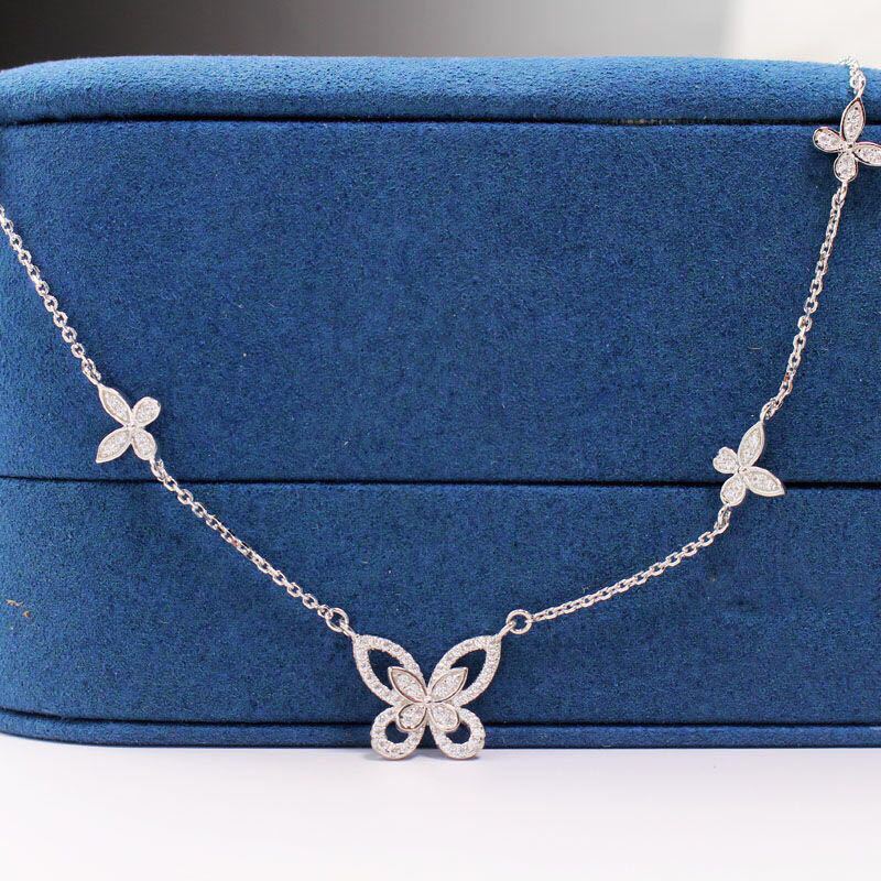 Süße, exquisite Schmetterlings-Halskette, schillernde Halskette mit Anhänger, silberfarben, Schmuck für Hochzeitsfeiern für Damen, Geschenk
