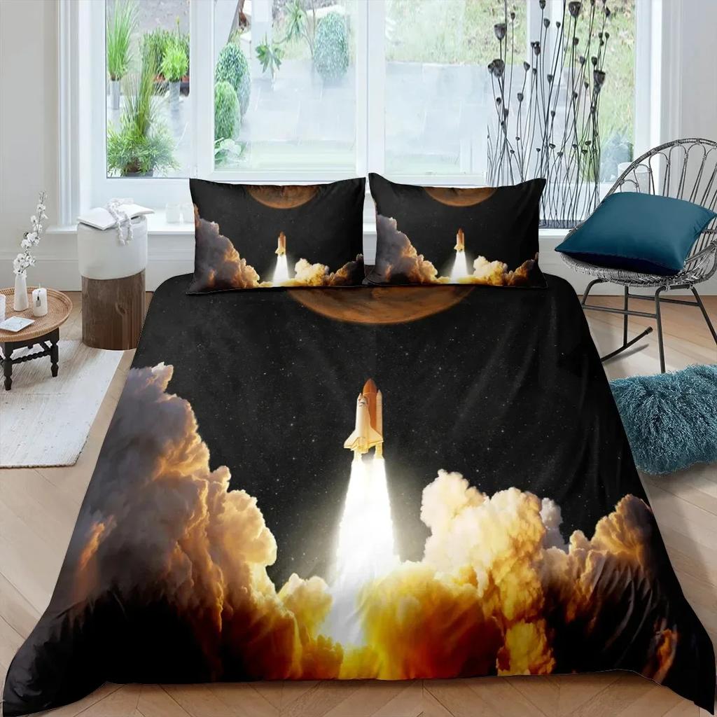 Airplane Fighter Flying Jet Comfortable Duvet Quilt Cover Pillowcase Bedding Set Children Bedroom Decoration Home Textile