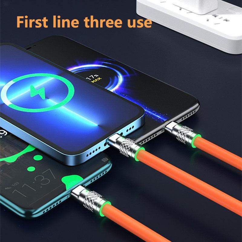 3 in 1 Charging Cable Customer Data Cable Charging Cable One To Three 120W Super Fast Charging Geek Cable Suitable for TYPE-C IPhone Android