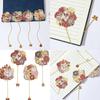 Flower & Clock Page Markers Creative Bookmarks Reading Bookmarkers Retro Bookmarks Metal Bookmarks with Pendant Chain
