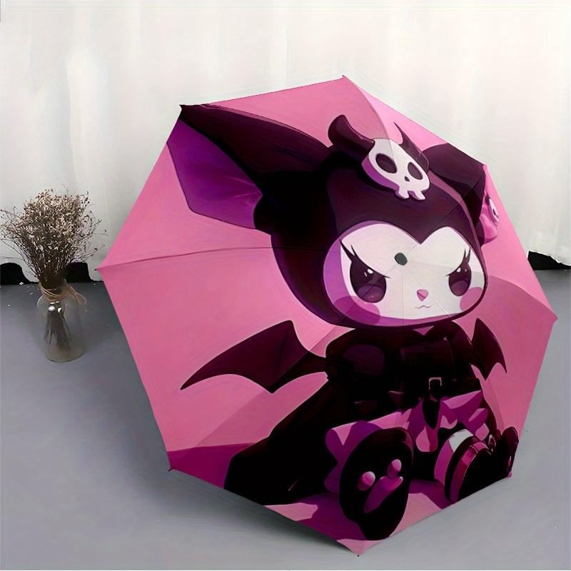 Kuromi Sanrio Automatic Folding Umbrella with Sturdy Iron Frame, Portable Compact Travel Umbrella All-Season Use Parties 0807077
