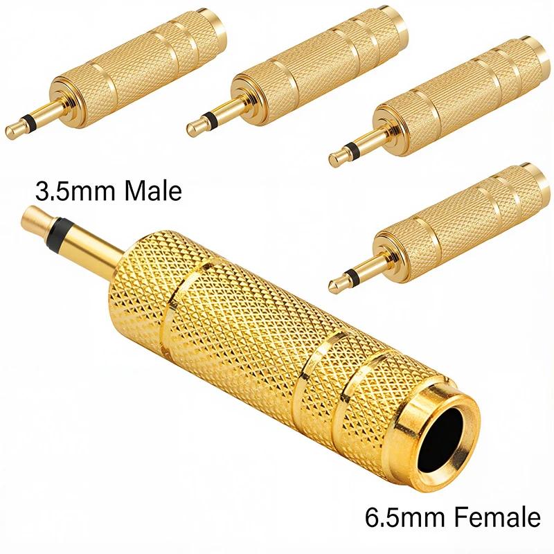 5Pcs 3.5mm 6.35mm Stereo Mono Plug To 3.5mm 6.5mm Audio Jack Connector Adapter Converter for Speaker