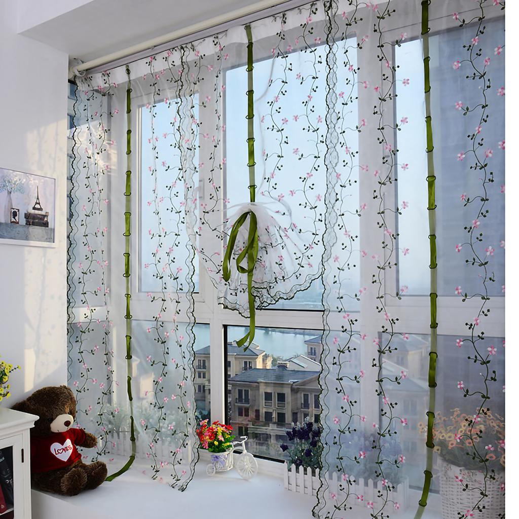 Bestickter römischer Gardinenvorhang Klassischer Fensterbildschirm mit Blumenmuster Eleganter bestickter römischer Schatten für