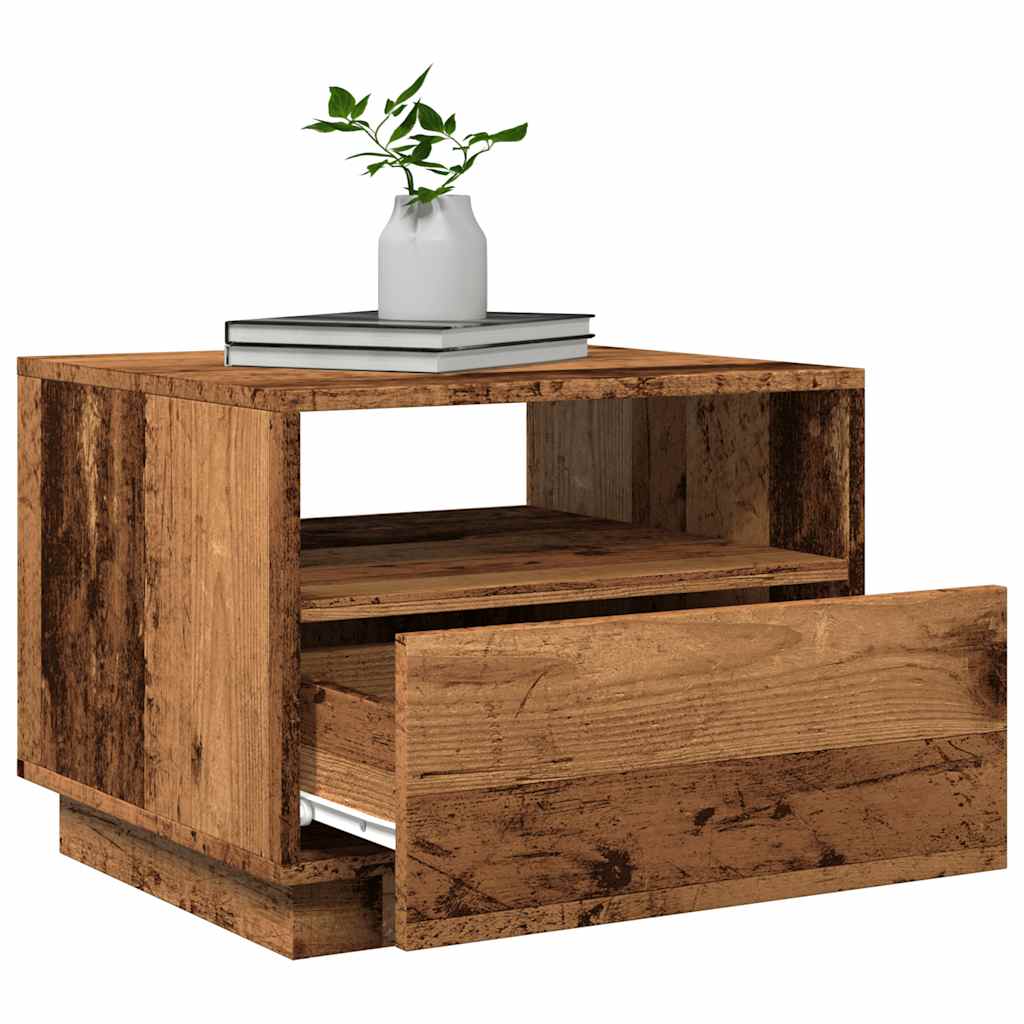 Vidaxl Coffee Table With LED Lighting, Old Wood, 50X49X40 Cm