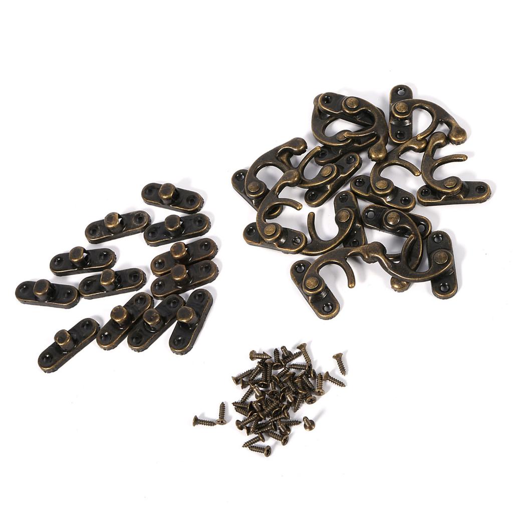 12X Antik Dekorativ Smyckesgåva Vin Trälåda Hasp Lås Krok Med Skruvar